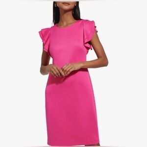 Tommy Hilfiger Vibrant Pink Ruffle Sleeve Dress Size 16